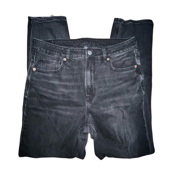 American Eagle Women’s Black Strigid Jeans with Ripped Knees - Size 6 Regular - Picture 1 of 10